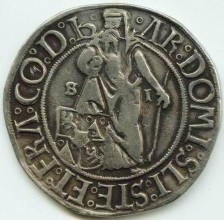 A joachimsthaler from 1520, the forerunner of the dollar