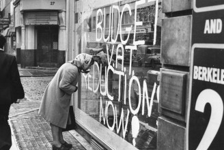 A British shop window during the IMF crisis of 1976