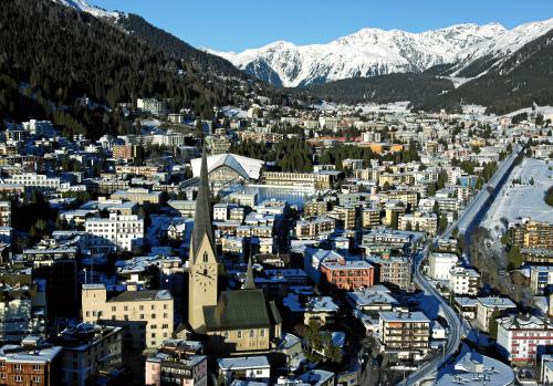 Aerial Photo of Davos - the host Alpine City of the World Economic Forum Annual Meetings