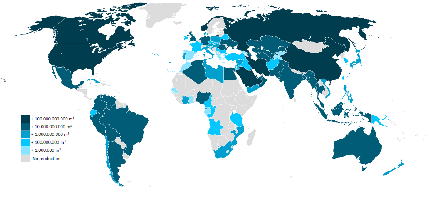 Natural Gas extraction Map, source Wikipedia