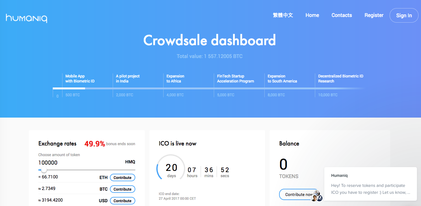 Humaniq crowdsale