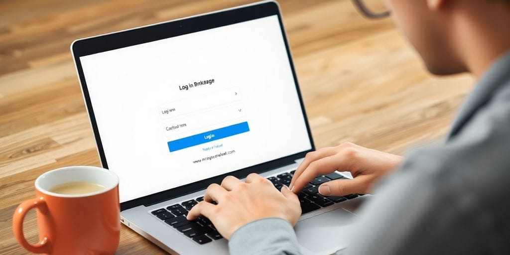 Person logging into Interactive Brokers on a laptop.