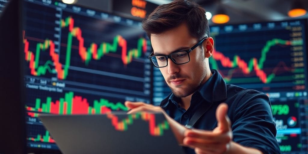 Trader analyzing market trends with support resistance indicators.