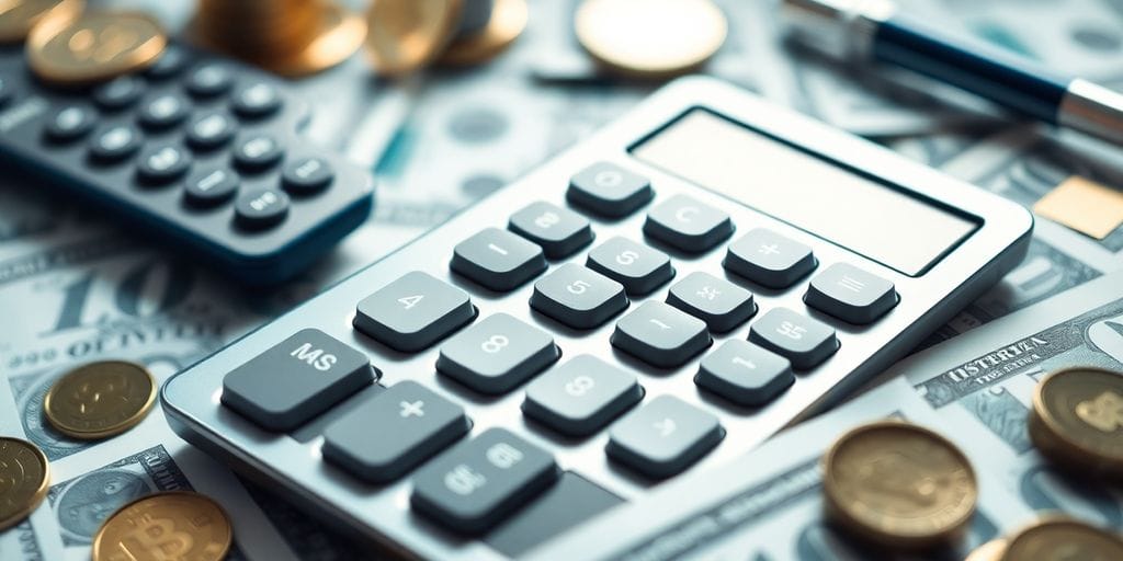 Calculator with money and investment items for traders.