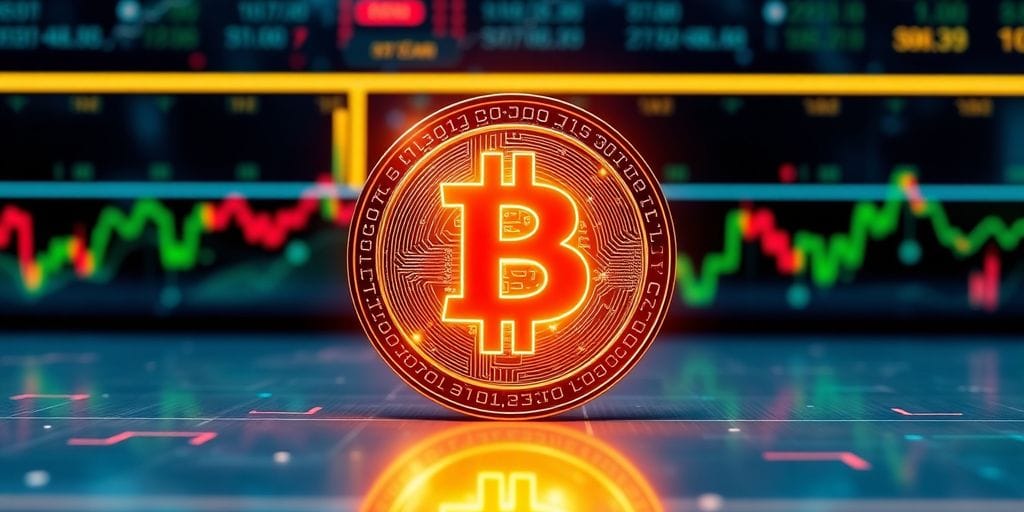 Photograph of a glowing GALA cryptocurrency coin.