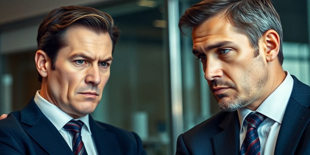 Two brokers in a competitive pose.