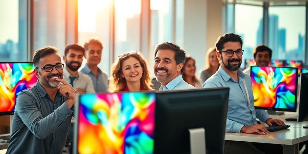Diverse group of investors in a modern office.