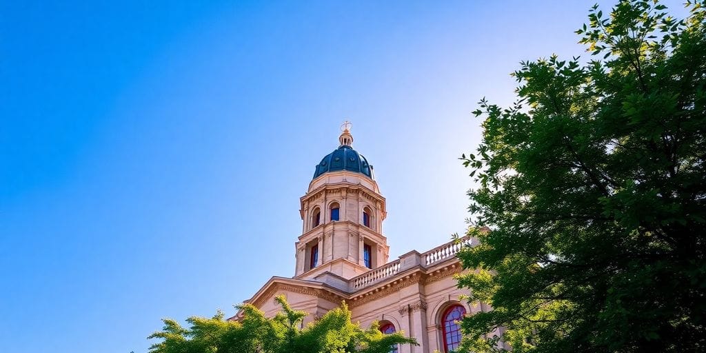 Missouri state map with a courthouse.