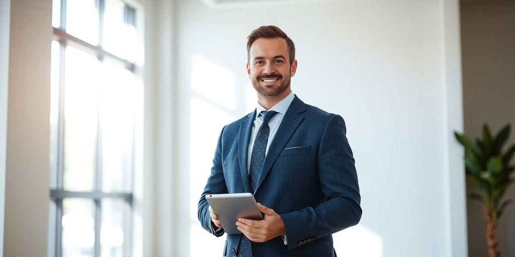 Professional agent in modern office.