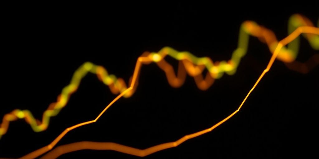 Glowing lines on a dark screen representing market trends.
