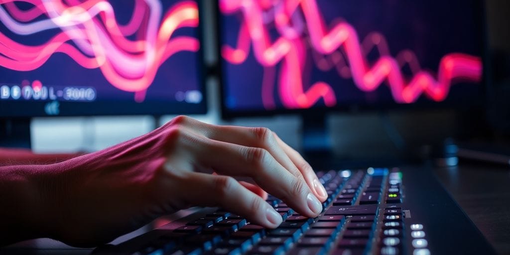 Forex trader intently watching live market data