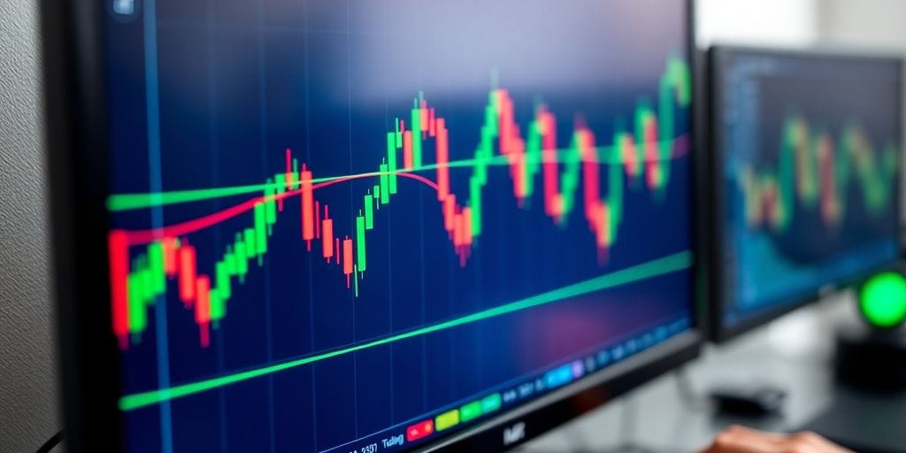 Green and red lines surrounding price action.