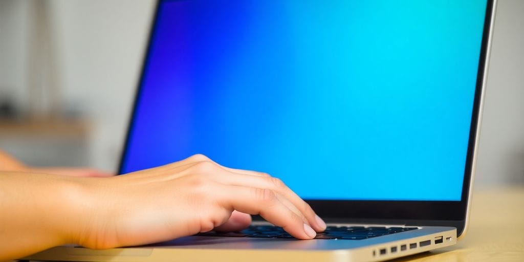 Person's hands using a laptop.