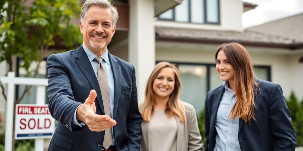 Broker and client shaking hands.