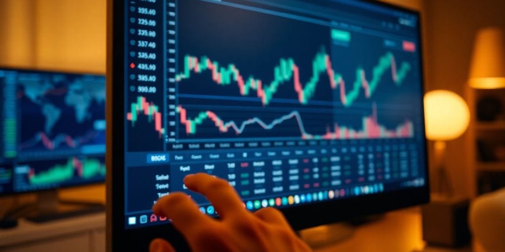 Digital forex trading platform on computer.