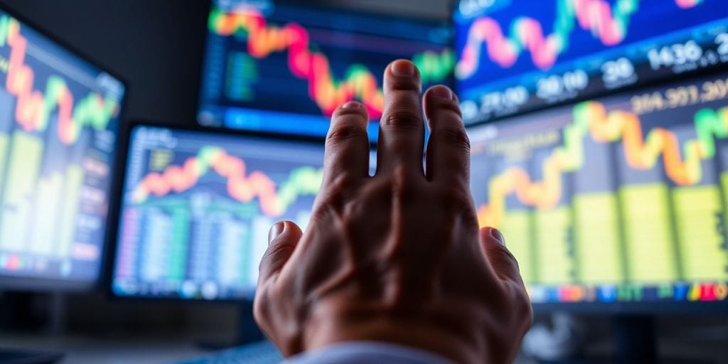 Trader analyzing stock market data.