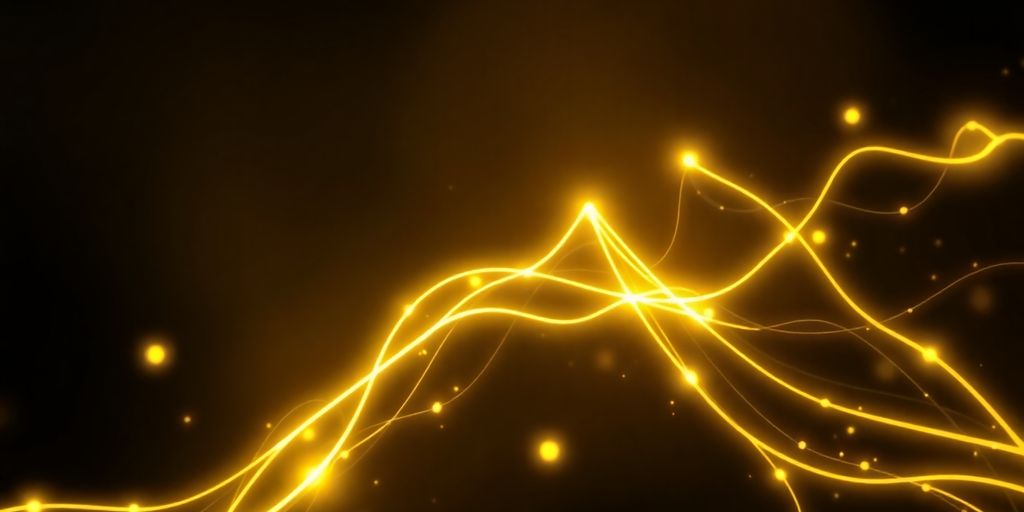 Digital currency flowing upwards.