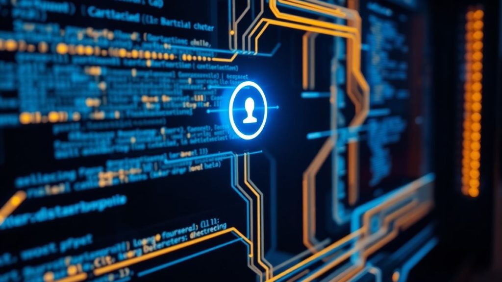 Computer process icon with digital background