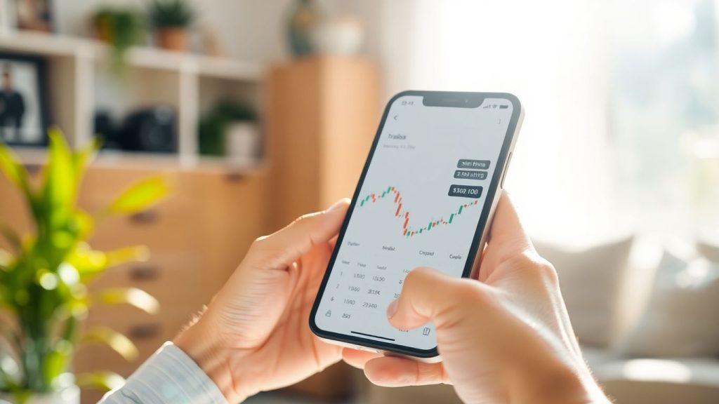 Beginner trading on a smartphone.