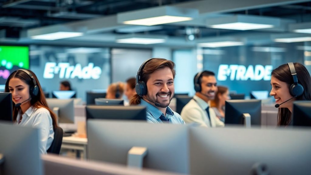 E*TRADE call center agents helping customers by phone