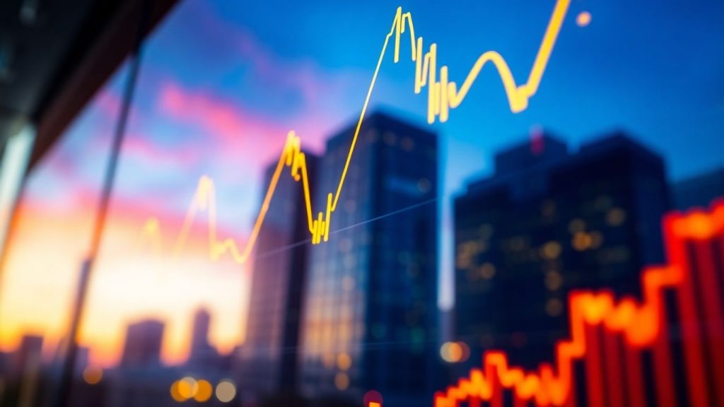 Stock market simulator with upward trending lines.