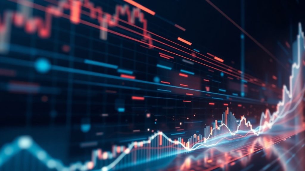 Abstract market movement visualization for trading algorithm success.