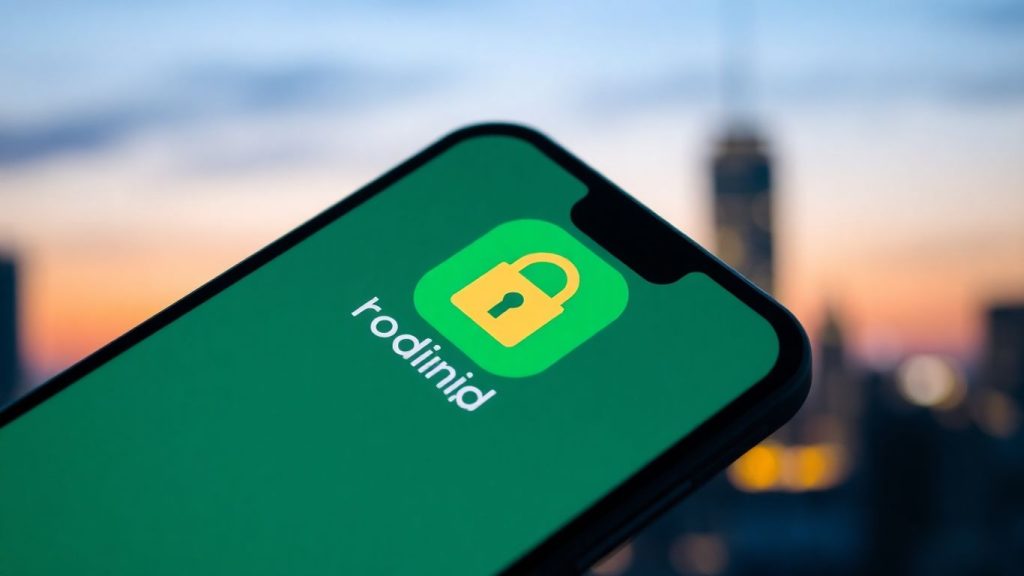 Robinhood app with a padlock icon.