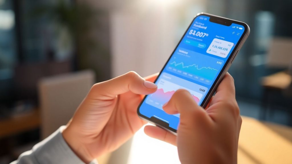 Smartphone displaying stock analysis dashboard