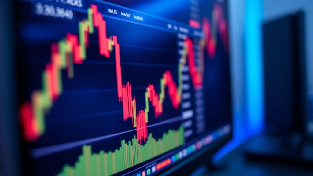 MT4 trade manager on a glowing monitor.