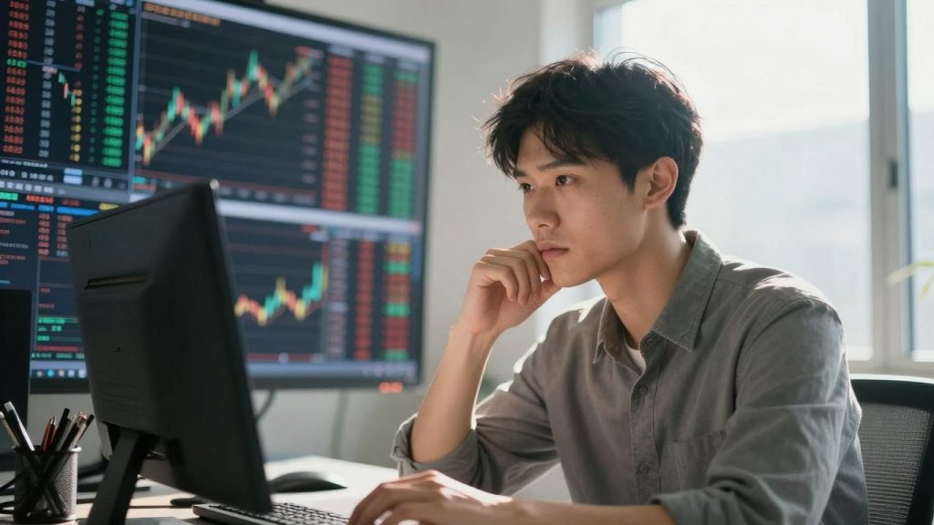 Disciplined trader mastering financial markets with focus and determination.