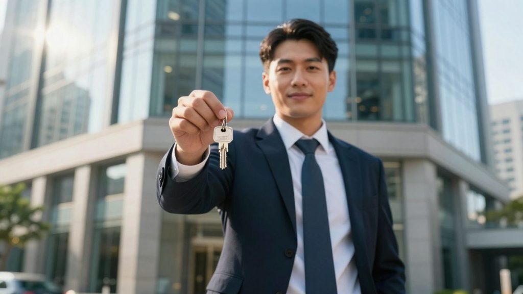 Washington State real estate broker with keys.