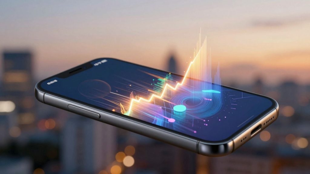 Smartphone displaying abstract financial growth for smart investing.