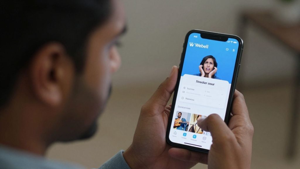 Person frustrated with Webull login on phone