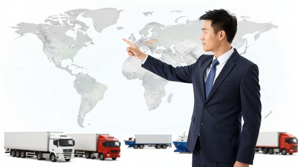 Freight agent training guide with global logistics imagery.