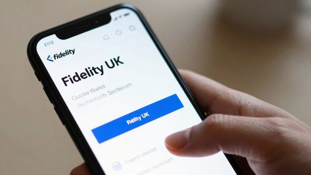 Fidelity UK login page on a smartphone screen.