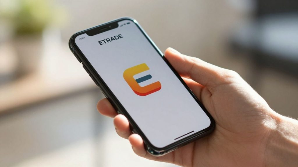 ETRADE customer service contact information on a phone screen.