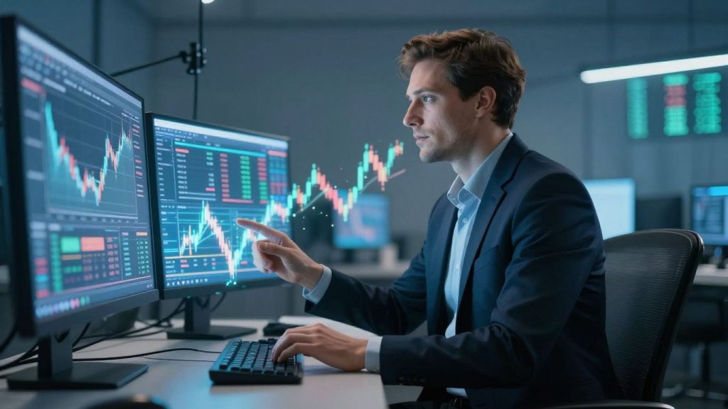 Person trading stocks online, achieving financial success.