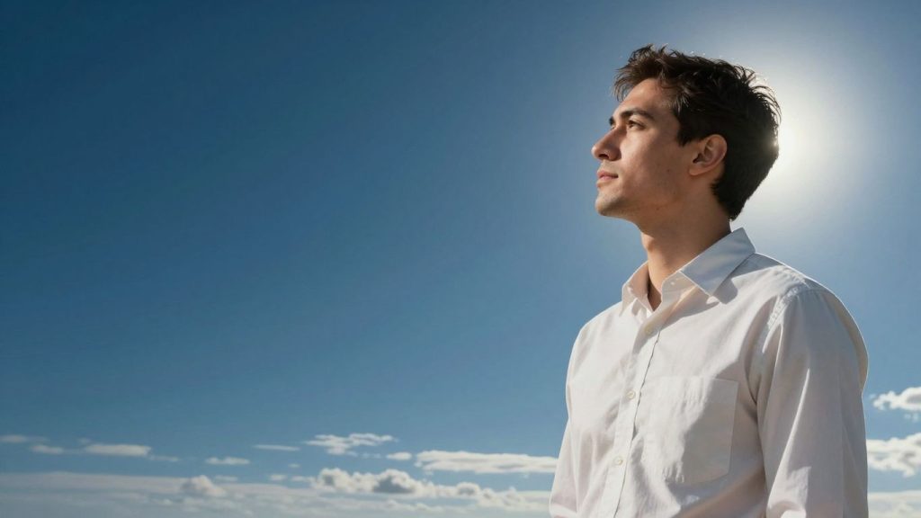 Beginner trader looking towards a bright financial future.