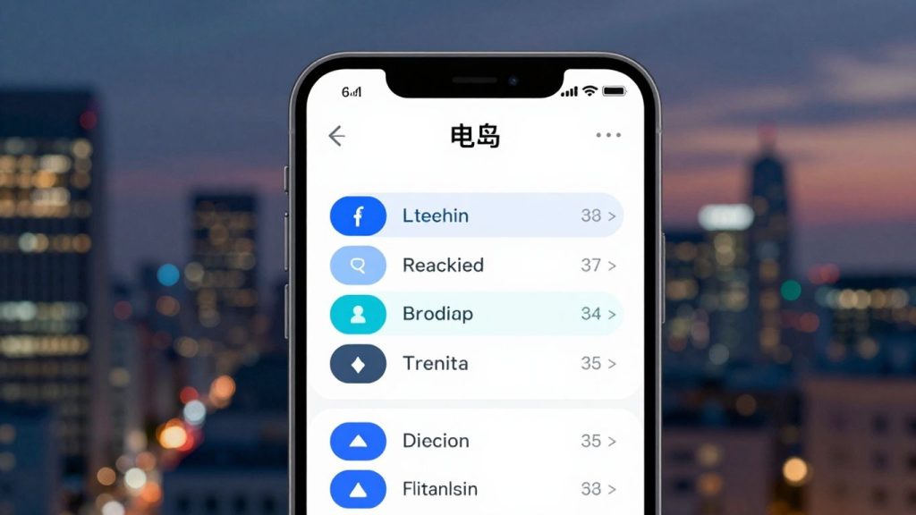 Smartphone trading app interface with cityscape background.