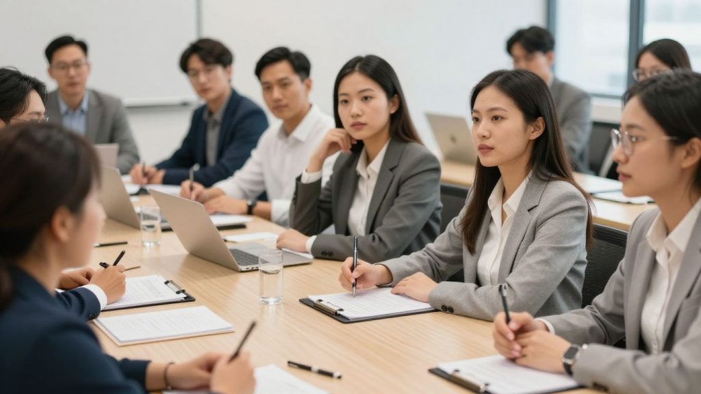 Real estate broker course participants learning and networking.