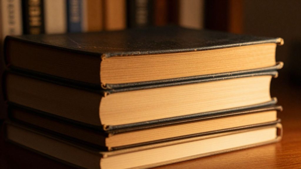 Stack of financial books for technical analysis