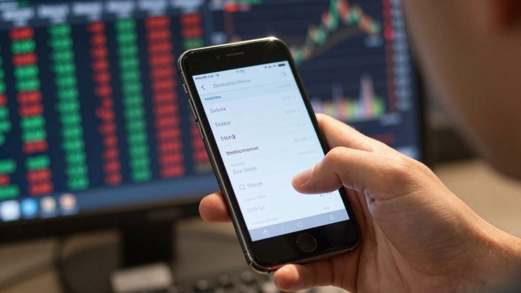 Beginner day trading on a smartphone screen.