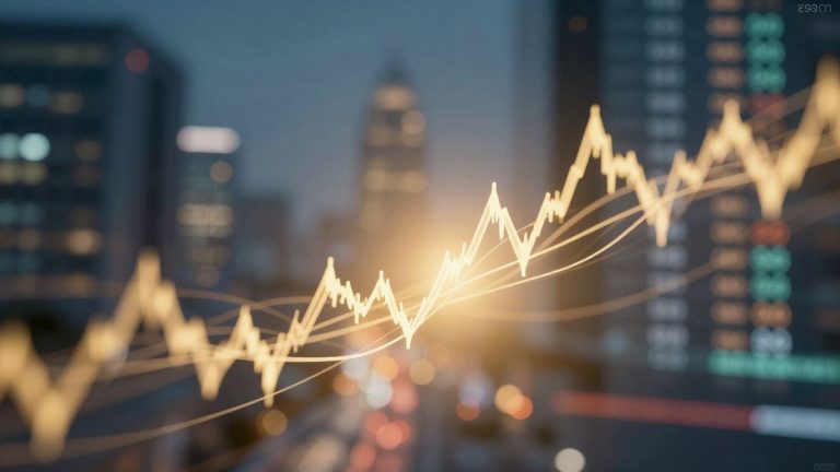 Forex trading concept with abstract financial market visuals.