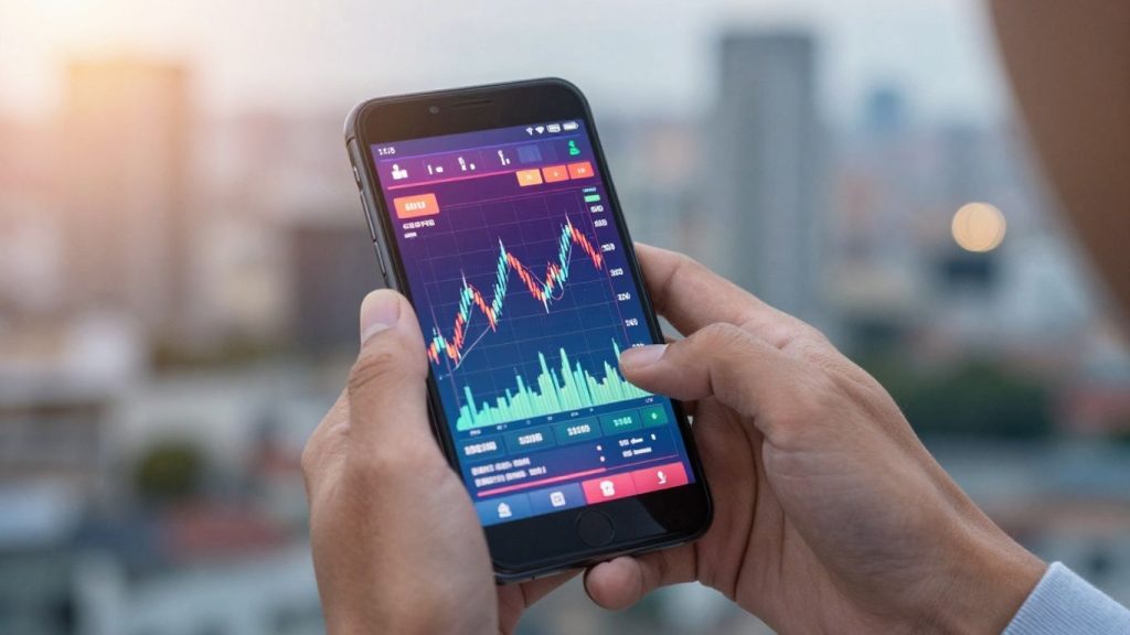 Person using a day trading app on a smartphone.