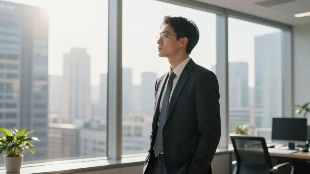 Person looking towards a bright financial future.