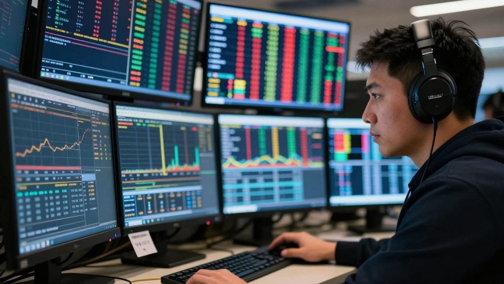 Trader focused on live market data