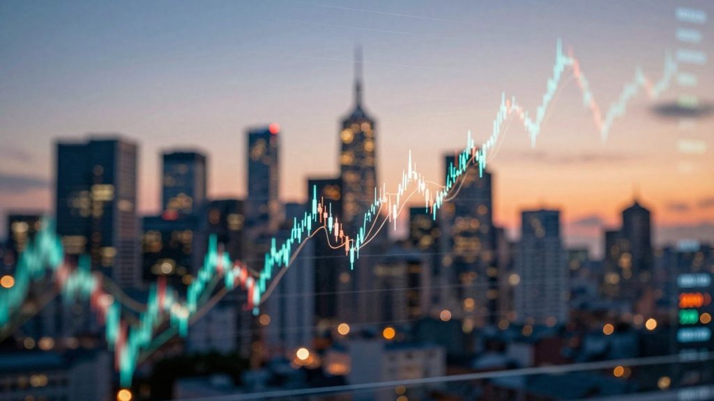 Forex trading concept with abstract currency data flow.