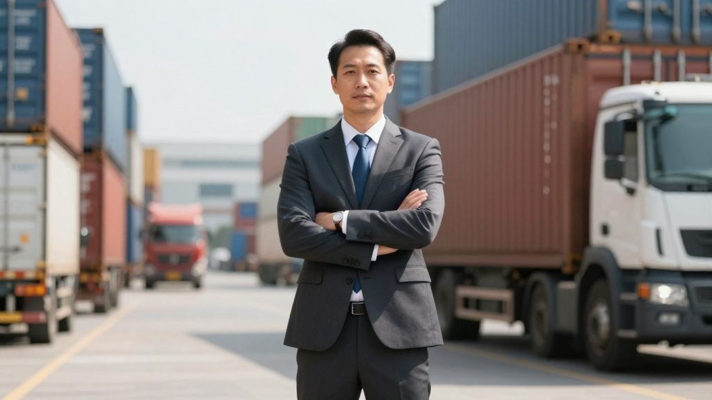 Freight broker class guide with logistics industry visuals.